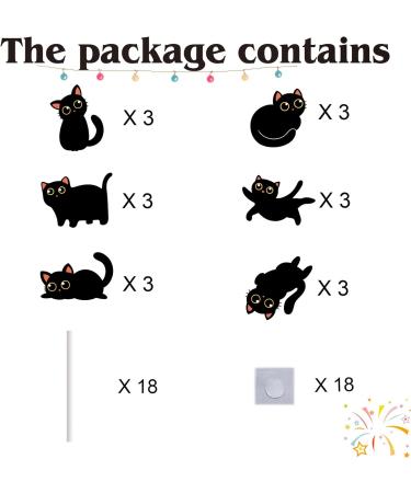 18pcs Cute Black Cat Cupcake Toppers for Boys Girls Pet Baby Shower Kitten Meow Party Supplies Favor Glitter Black Cat Themed Birthday Party Decorations - Buy Online on GoSupps.com