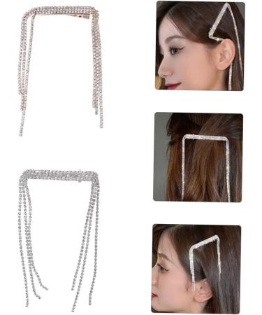 FRCOLOR Rhinestone Hairpin tassel hair clip crystal hair clip bridal headpieces for alligator hair clips for women rhinestones braided ponytail bride pin hair jewelry alloy Bobby Miss - Buy Online on GoSupps.com