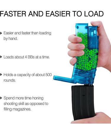 Ludex 6mm Airsoft BBs Speed Loader - 500 Rounds Large Capacity with Adapter | Fast Magazine Loading - Blue - Buy Online on GoSupps.com