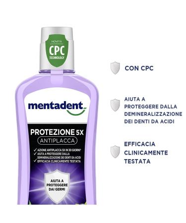 Buy Mentadent Mouthwash 5x Anti-Plaque Protection with CPC - Antibacterial Mouthguard 6 x 400 ml | International Shipping Available - Buy Online on GoSupps.com