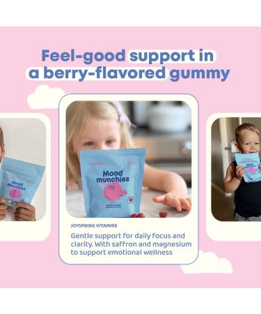 JoySpring Mood Munchies Saffron Gummies for Kids 4+ | Saffron Extract Supplement with GABA Passion Flower & St Johns Wort | Sugar Free Vegan Brain Support & Kids Focus Gummies | Crafted in USA Strawberries 60 Gummies (Pack  - Buy Online on GoSupps.com