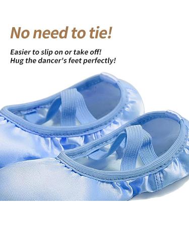 TIEJIAN Satin Ballet Shoes for Girls - Blue Toddler/Little/Big Kid Dance Slippers - Buy Online on GoSupps.com