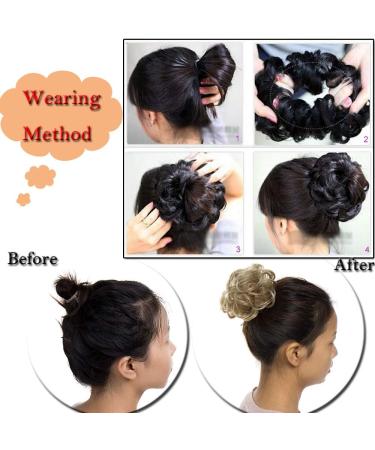 Messy Updo Scrunchie Hair Bun Extension Coffee Brown & Blonde Ponytail - Buy Online on GoSupps.com