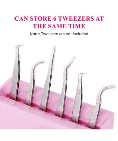 Pink Tweezer Holder for Eyelash Extensions - 6 Hole Stand for Lash Tools & Supplies - Buy Online on GoSupps.com