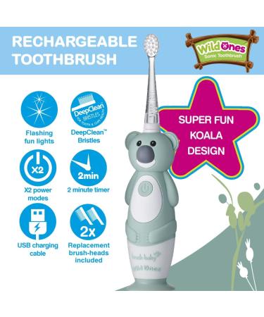 Brush-Baby WildOnes Kids Electric Toothbrush | Koala Theme | Rechargeable with USB Cable | Ages 0-10 - Buy Online on GoSupps.com