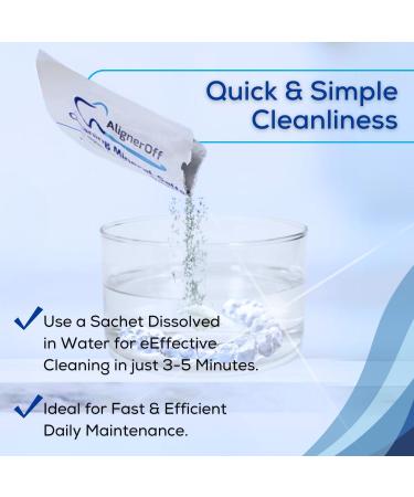 AlignerOff Cleaning Mineral Salts Cleaner Crystals for Aligners, Retainers, Nightguards, & Dentures Removes Stains, Plaque & Odors Daily Safe Formula for Dental Appliances-3g Powder - Buy Online on GoSupps.com