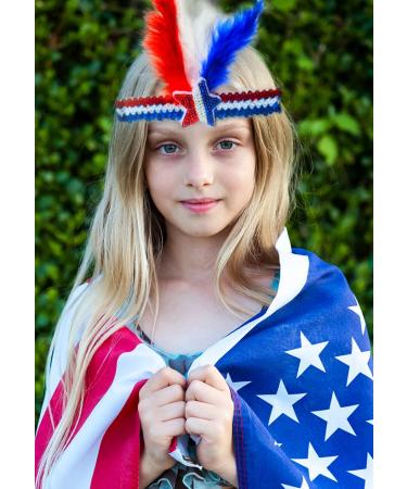 Hying 2 PCS 4th of July Patriotic Headbands for Women - American Stars Headwear Red Blue Feather Independence Day Accessories - Buy Online on GoSupps.com