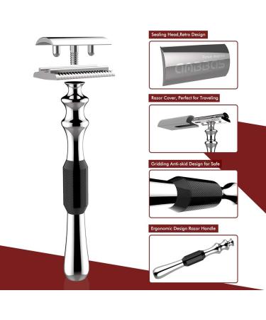 Absbas Black Long Handle Razor Plane Set Wet Shaving Rack for All Double Razor Blades - Perfect for Men & Women | International Shipping - Buy Online on GoSupps.com