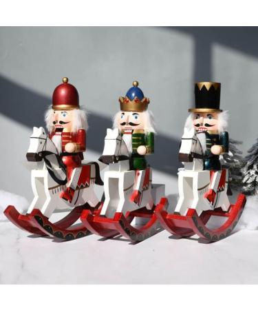 Wooden Rocking Horse Christmas Nutcracker Decorations 12 Inch Nutcracker Soldier Figurine Ride Rocker Horse Toy Xmas Gift Collectible Holiday Decor Home Ornaments Christmas Decoration(A) - Buy Online on GoSupps.com