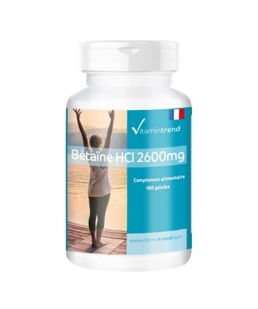 Betaine HCI 2600mg - 180 capsules -! FOR 45 DAYS! - vegan - highly dosed | Vitamintrend