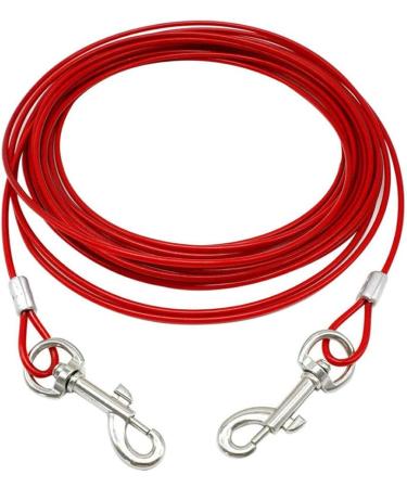 Bunty Dog Tie Out Stake 16 & Tie Out Cable 10ft | Heavy Duty Spiral Ground Anchor for Dog Leash | Outdoor Dog Camping Essentials - Medium 10ft Red - Buy Online on GoSupps.com