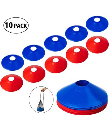 10pcs Pro Disc Cones with Carry Bag - Agility Training Cones for Soccer, Football, Basketball & More | Blue&Red Thickened Version 24g - Buy Online on GoSupps.com