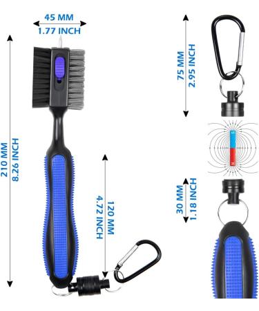 THIODOON 2 Pack Golf Club Brushes & Groove Cleaner - Magnetic Keychain, Oversized Brush Head, Retractable Spike, Non-Slip Handle, Comfortable Grip - Black & Blue (Straight Handle) - Buy Online on GoSupps.com