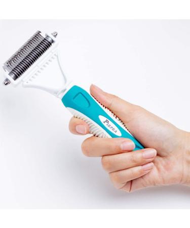Piepea Pet Dematting Comb for Dogs & Cats 23+12 Teeth Double Sided Professional Grooming Rake Shedding Brush Rake Dematting Tool to Remove Undercoat Knots Mats & Tangles - Buy Online on GoSupps.com