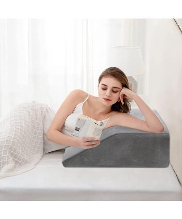 10 Inch Memory Foam Leg Elevation Pillow | Removable Cover | Improve Blood Circulation | Relieve Leg, Knee, Hip & Back Pain | Grey - Buy Online on GoSupps.com