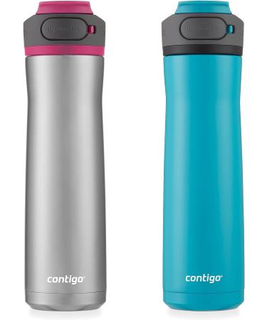 Contigo Cortland Chill 2.0 Stainless Steel Water Bottle 24oz 2-Pack - Hot/Cold Insulated, Spill-Proof Lid - Juniper & Dragonfruit - Buy Online on GoSupps.com