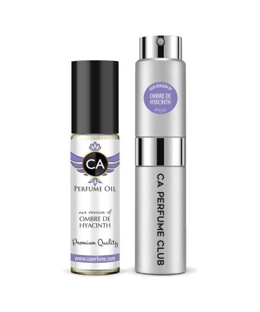 CA Perfume Duo Impression of Ombre De Hyacinth For Women & Men Sprayer + Body Oil Roll-On Bottles 0.27 Fl Oz+0.33 Fl Oz