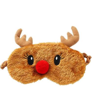 Cute Eye Mask for Sleeping Plush Cartoon Animal Sleep Plush Eye Mask Relaxation Suitable for Travel Family Party Toys for Christmas Elk Deer
