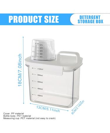 1100 ml Laundry Detergent Dispenser with Measuring Cup Airtight Detergent Powder Storage Box Reusable Empty Bottles Washing Powder Multi-Purpose Washing Powder Dispenser for Fabric Softener - Buy Online on GoSupps.com