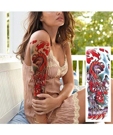 Dragon Fish Theme Full Sleeve Temporary Tattoos - 12-Sheet Set for Men & Women - Buy Online on GoSupps.com