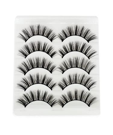Vivis False Eyelashes 5 Pairs 3D Mink Natural Lashes Cross Fluffy Volume Hand-made Dramatic Fake Eye Lash Black Soft for Various Makeups A18