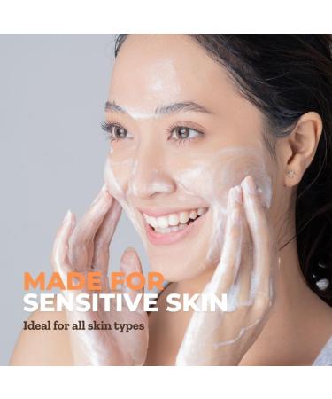 Emani Soft Cloud Foam Cleanser All-in-One Sensitive Skin Face Wash All Skin Types + Fragrance-Free Makeup - Sunscreen Remover SLS-FREE Plant-Based pH Balancing 150ml - Buy Online on GoSupps.com