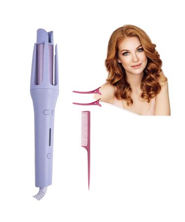 Hair Wand Curling Iron 1 Inch Ceramic Curling Iron Double Ceramic Fast Heating for Hair Styling Automatic Hair Curler for Short Hair Purple