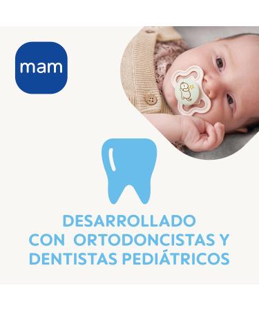 MAM Pacifier with Ventilated Shield - Glow in the Dark Silicone 16+ Months Self-Sterilizing Box Extra Thin & Flexible - Neutral Matt Pack of 2 - Buy Online on GoSupps.com