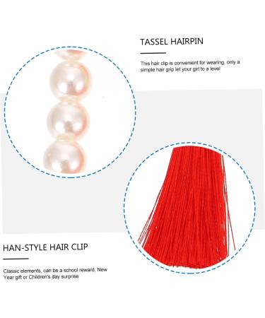 Housoutil 1 Pair Hair Accessories Tassel Flower Hair Clip Floral Hair Grip Children Tassel Hairpins Chinese Style Hair Clips Kids Hair Clips Red Issue Card Zinc Alloy - Buy Online on GoSupps.com