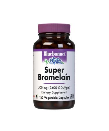 BlueBonnet Super Bromelain Vegetarian Capsules, 500 mg, 120 Count, White (743715008953)