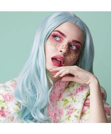 Buy Xiweiya Light Blue Long Wavy Synthetic Lace Front Wig - 24 Inch Mint Green Heat Resistant Fiber for Women | International Shipping Available - Buy Online on GoSupps.com