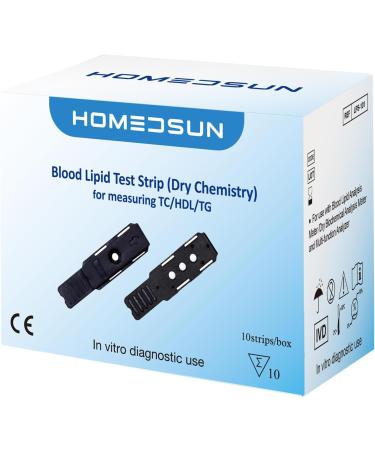 HOMEDSUN 4 in 1 Total Cholesterol HDL LDL and Triglyceride Test Strips - Pack of 10
