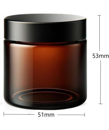 Set of 6 Amber Glass Jars - 60ml Brown Glass Container Jars for Storage with Airtight Black Lids Luxury Cosmetic Container for Candles Creams & Salves - Buy Online on GoSupps.com