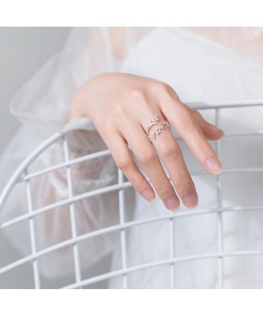 Sterling Silver Crystal Leaf Open Rings Engagement ringss for Men and Women - Buy Online on GoSupps.com