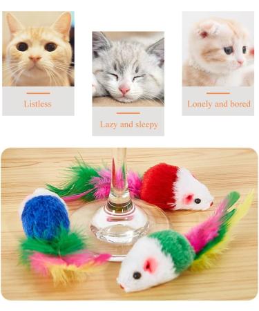 Neikafan Dofu 20 Pcs Furry Mouse Cat Toys Interactive Cat Toys Mouse Rattle Mice for Cat Animals Hunter Toy with Feather Tail for Cats Kittens Play Kick Bite Chew( Assorted Color ) - Buy Online on GoSupps.com
