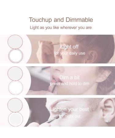 Milishow LED Compact Makeup Mirror - 1x10x Magnification, Dimmable, Rechargeable, Rose Gold - Perfect Travel & Purse Essential - Buy Online on GoSupps.com