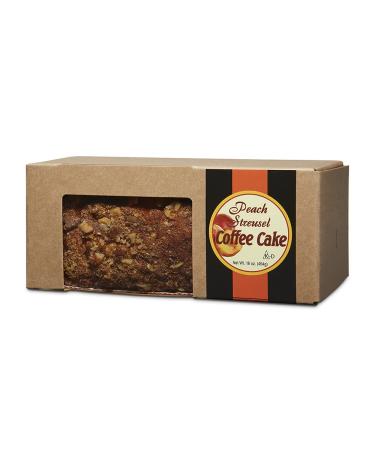 Beatrice Bakery Co. Peach Streusel Gourmet Coffee Cake with Topped Cinnamon, Brown Sugar and Walnut, Baked in Small Batches Moist Flavorful Cake in 16 oz in Box, Serves 8-10