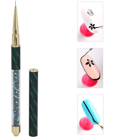 Manicure Liner Pen Nail Rhinestone Picker Dotting Pen Nail Art DIY Decoration Tool for Household Nail Shop (Dark green stripes (short pull cord)) - Buy Online on GoSupps.com