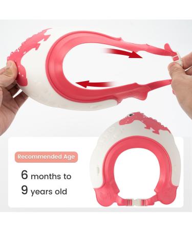 FUNUPUP Baby Shower Cap - Adjustable Hair Washing Shield for Kids - Red Pink Dinosaur Design - Buy Online on GoSupps.com