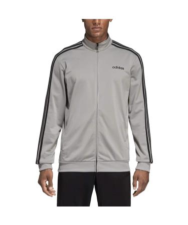 adidas Men's Essentials 3-Stripes Tricot Track Jacket Medium Solid Grey/Core Black