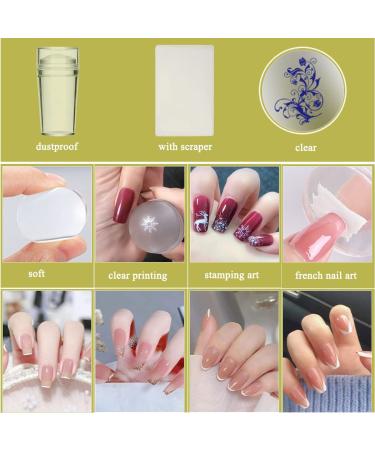 Nail Stamp Plate Gel Set - 22 pcs: Stamping Plates, Polishes, Stamper, Scaper, Templates - Flowers, Animals, Holidays, Summer, Lace Designs - Buy Online on GoSupps.com