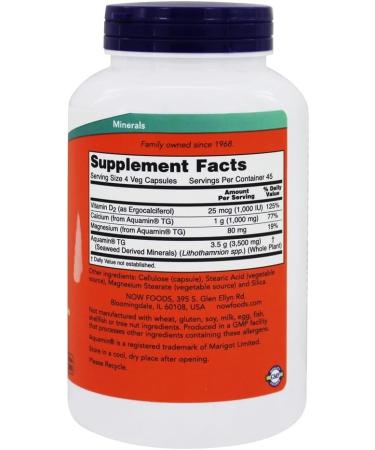 NOW Foods Red Mineral Algae Vegetarian Calcium 180 Capsules - Buy Online on GoSupps.com