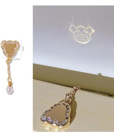 Nail Pendant Nail Chain Pendant Non-Fading 3D Effect Gloss Art Mirror Projection Zircon Jewelry Bear Love Heart Pendant for Manicure Nail Charm Decor - Buy Online on GoSupps.com