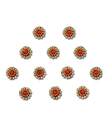 PT'Z Red and Gold Stone Bindi for women and girls for festiive occasion
