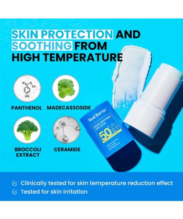Real Barrier Aqua Soothing Sun Stick SPF50+PA++++ 21g - Cooling Moisturizing Sunscreen with Xylitol - Travel-Friendly Korean Skincare - Buy Online on GoSupps.com