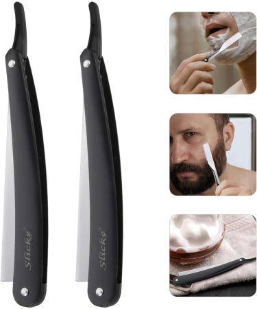 Minkissy 2-Pack Men's Razor Blades - Safe Body Razor for Barbers & Hairdressers - Black Razor Knife Holder - International Shipping Available - Buy Online on GoSupps.com