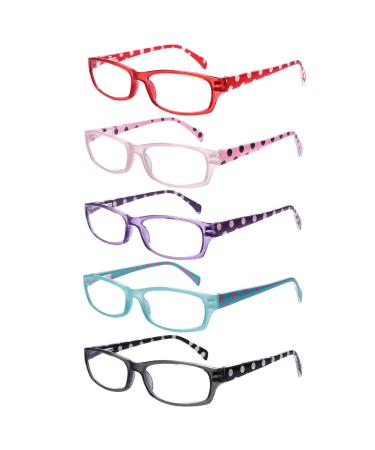 5 Pack Reading Glasses for Women Blue Light Blocking Computer Readers Ease Blurry Vision Dry Eyes Anti UV Glare Multicolor 1.25 x