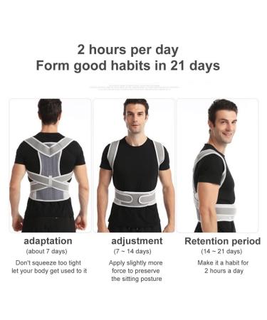 Adjustable Breathable Back Brace Posture Corrector for Men & Women - Pain Relief Support Belt in Gray Size Small - Buy Online on GoSupps.com