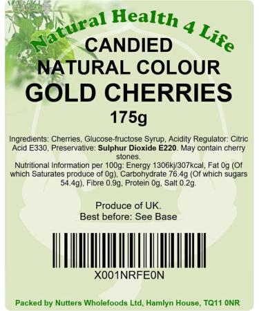 Natural Health 4 Life Cake Baking Ingredients Candied Natural Colour Gold Glace Cherries 175 g in Bag (1 Bag) 175g - Buy Online on GoSupps.com