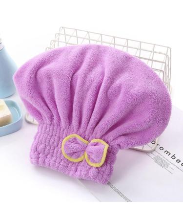New Super Absorbent Hair Towel Wrap for Wet Hair Hair Towel Wrap for Women Long Hair Absorbent Hair Towel Wrap Hair Towel Hat Hair Towel Cap for Women Head Wrap Towel for Wet Hair (Purple)
